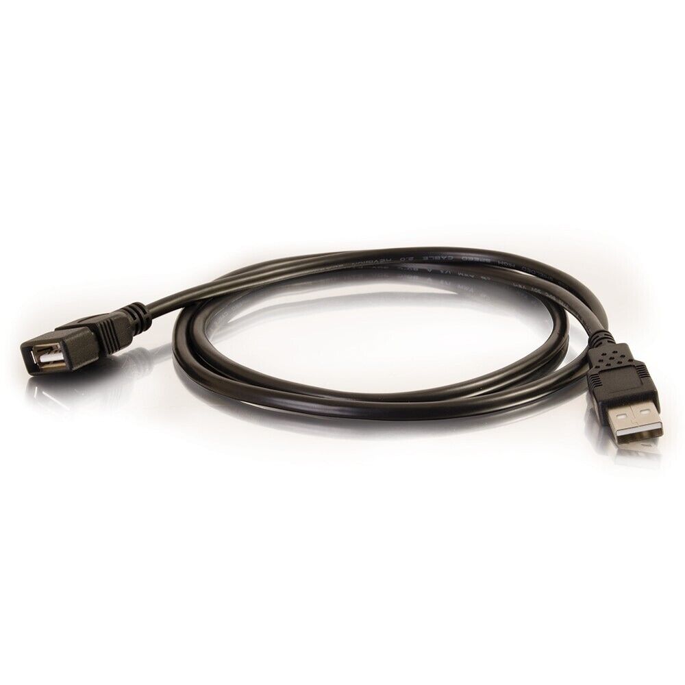 C2G 52107 6.6Ft USB-A 2.0 Male to Female USB Extension Cable Black