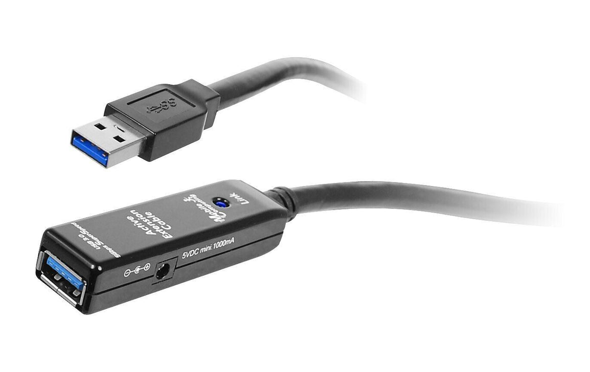 SIIG JU-CB0811-S1 65Ft (20M) USB 3.0 Active Repeater Cable w Power Adapter TAA