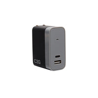 C2G 20280 2 Port Phone Wall Charger USB-C USB-A 5.4A Gray Black