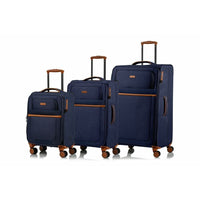 CHAMPS C5011-NAVY Classic2 3-Pc Softside Luggage Set TSA Lock 360-Wheel NavyBlue