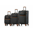 CHAMPS C5011-BLACK Classic2 3-Pc Softside Luggage Set TSA Lock 360-Wheel Black
