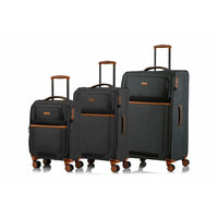 CHAMPS C5011-BLACK Classic2 3-Pc Softside Luggage Set TSA Lock 360-Wheel Black