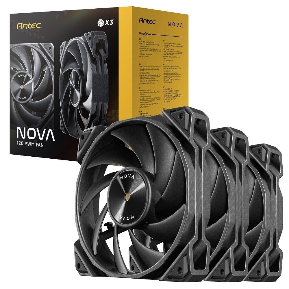 Antec NOVA 120_3PK PWM PC Fans, 120mm Fan, Premium High-Performance Fan PWM Case