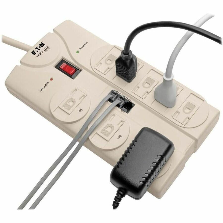 Eaton TLP808TEL 8-Outlet Computer Surge Protector w 8Ft Cord 2160 Joules Gray