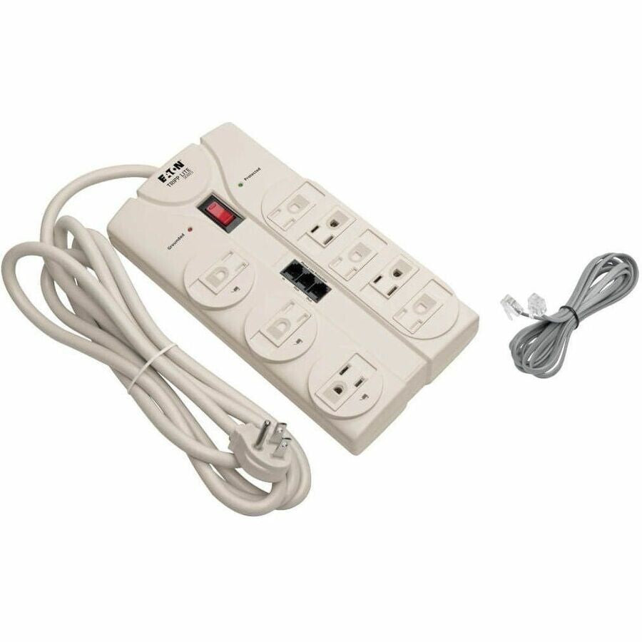Eaton TLP808TEL 8-Outlet Computer Surge Protector w 8Ft Cord 2160 Joules Gray