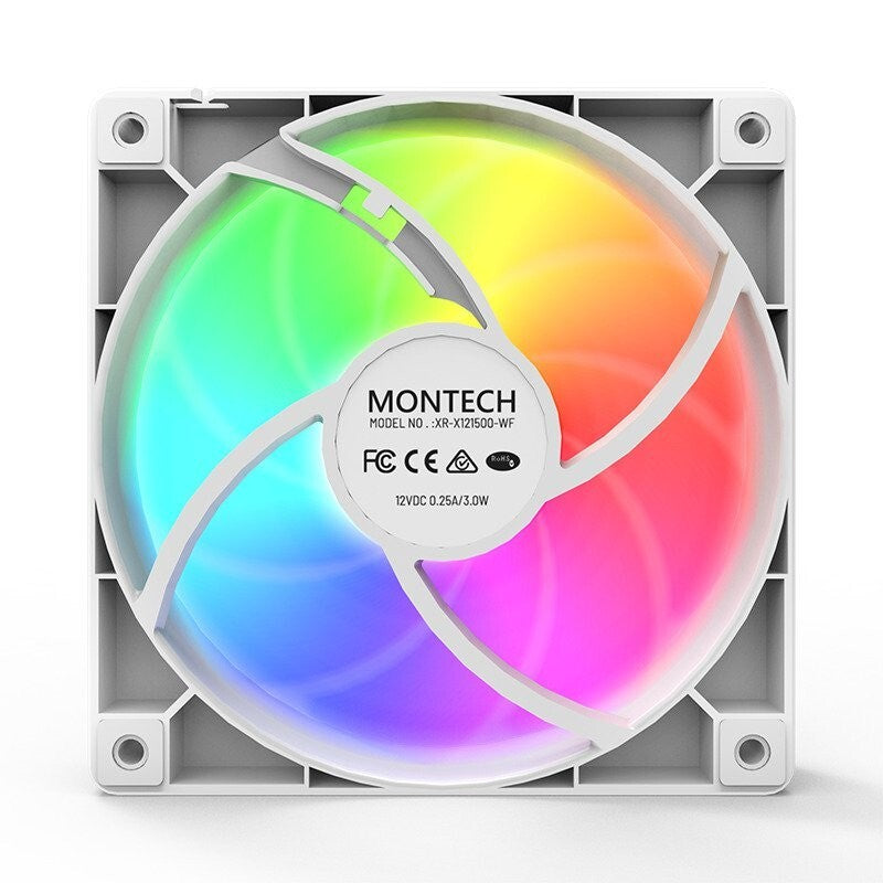 Montech GF120W GF120 ARGB PWM Hydraulic Bearing Fan 800-1600RPM, Low Noise 25.5