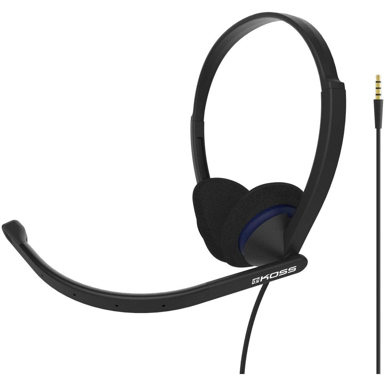 KOSS 194324 CS200i 7.8Ft Over the Head Stereo Headset  Boom Mic 3.5mm Wire Black