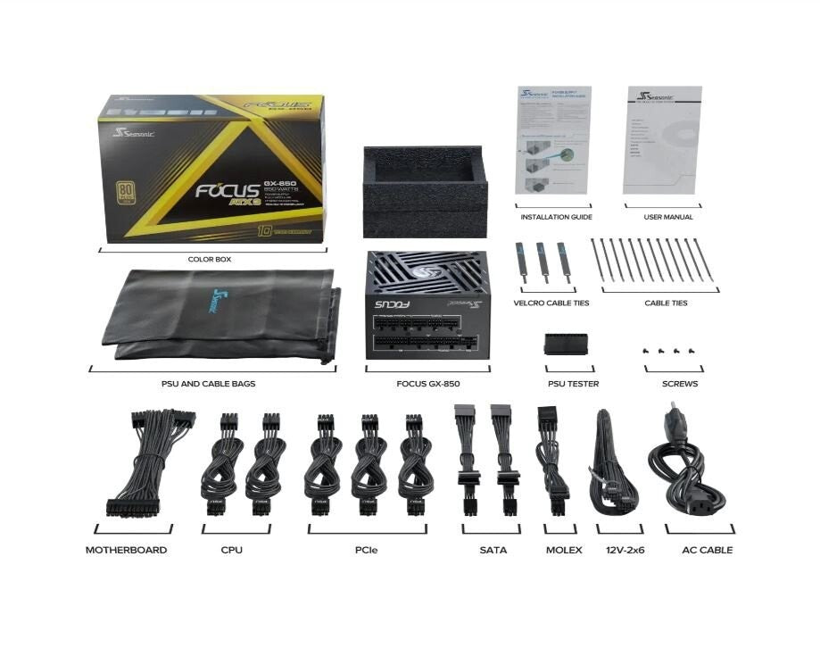 Seasonic FOCUS GX-850 (ATX3) - 850W - 80+ Gold - Full-Modular - ATX Form Factor