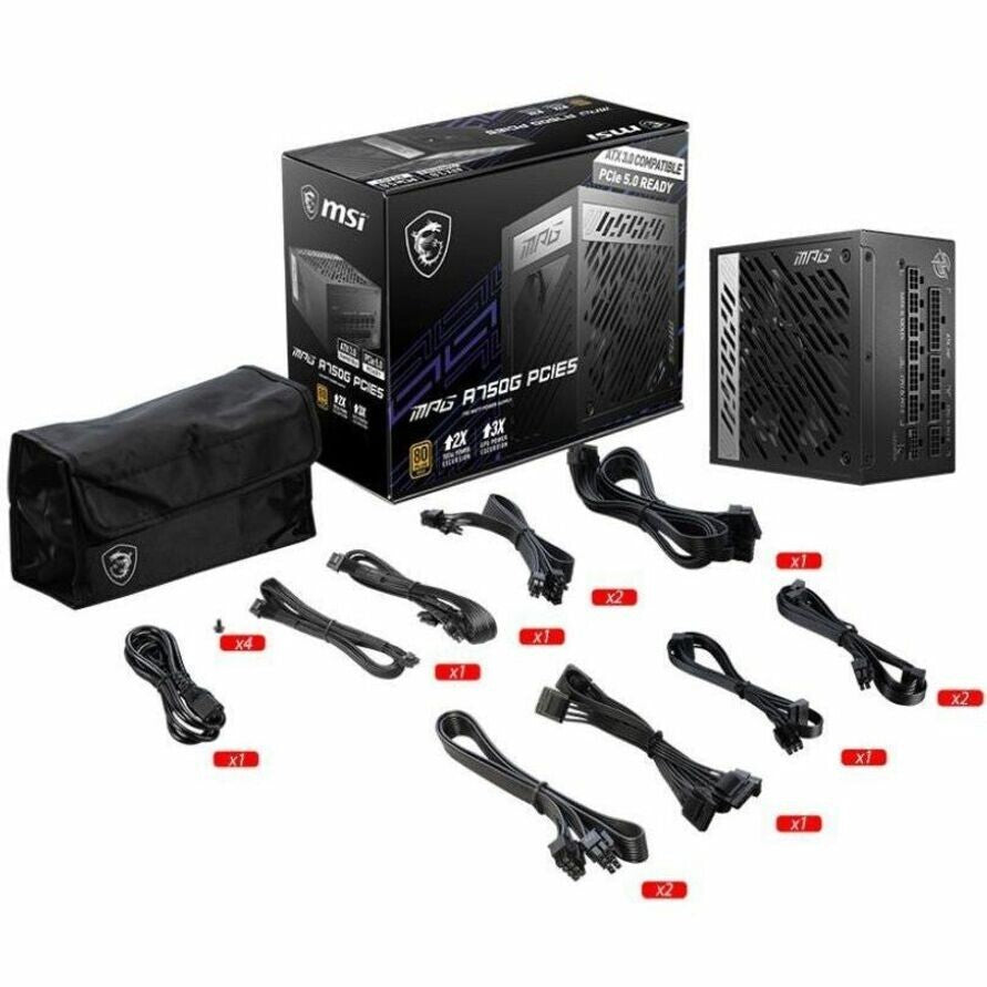 MSI MAGA750GLPCIE5 750W MAG A750GL 80 Plus Gold ATX 3.0 120V 230V Power Supply