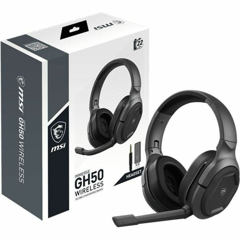 MSI GH50W Immerse GH50 Stereo USB 3.5mm Over-Head WIRED Headset w Boom Omni Mic
