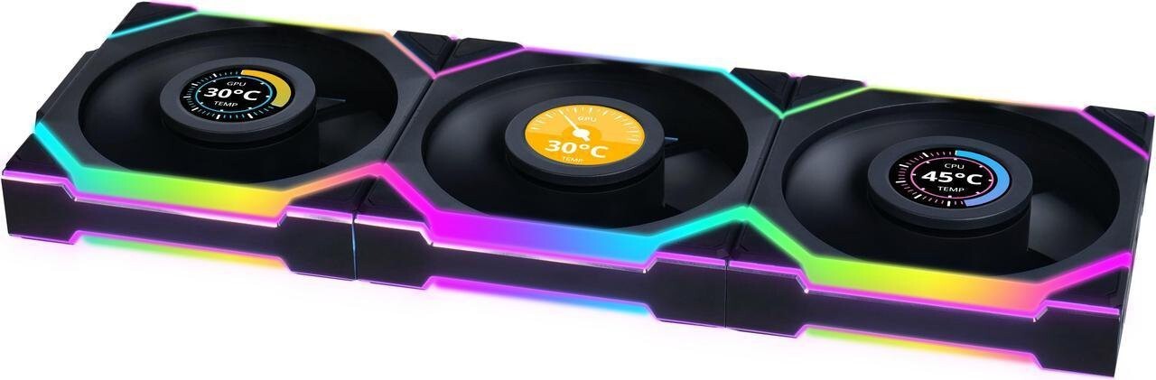 Lian Li 12SLLCD1W3B UNI Fan SL-LCD Wireless 120 - Triple Pack - Performance ARGB