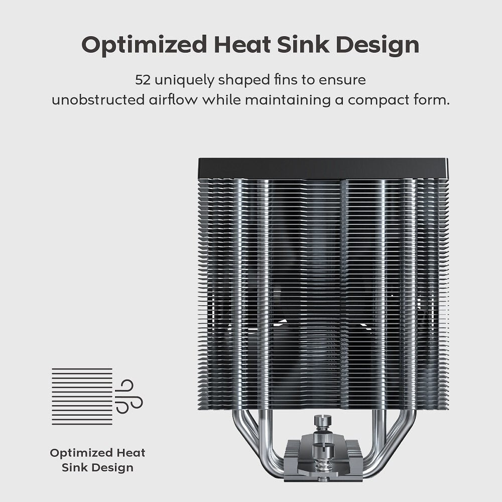 MONTECH NX400B NX400 CPU Air Cooler, Single Tower, 4 Advanced Heat Pipes, 52-fin