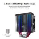 MONTECH NX400B NX400 CPU Air Cooler, Single Tower, 4 Advanced Heat Pipes, 52-fin