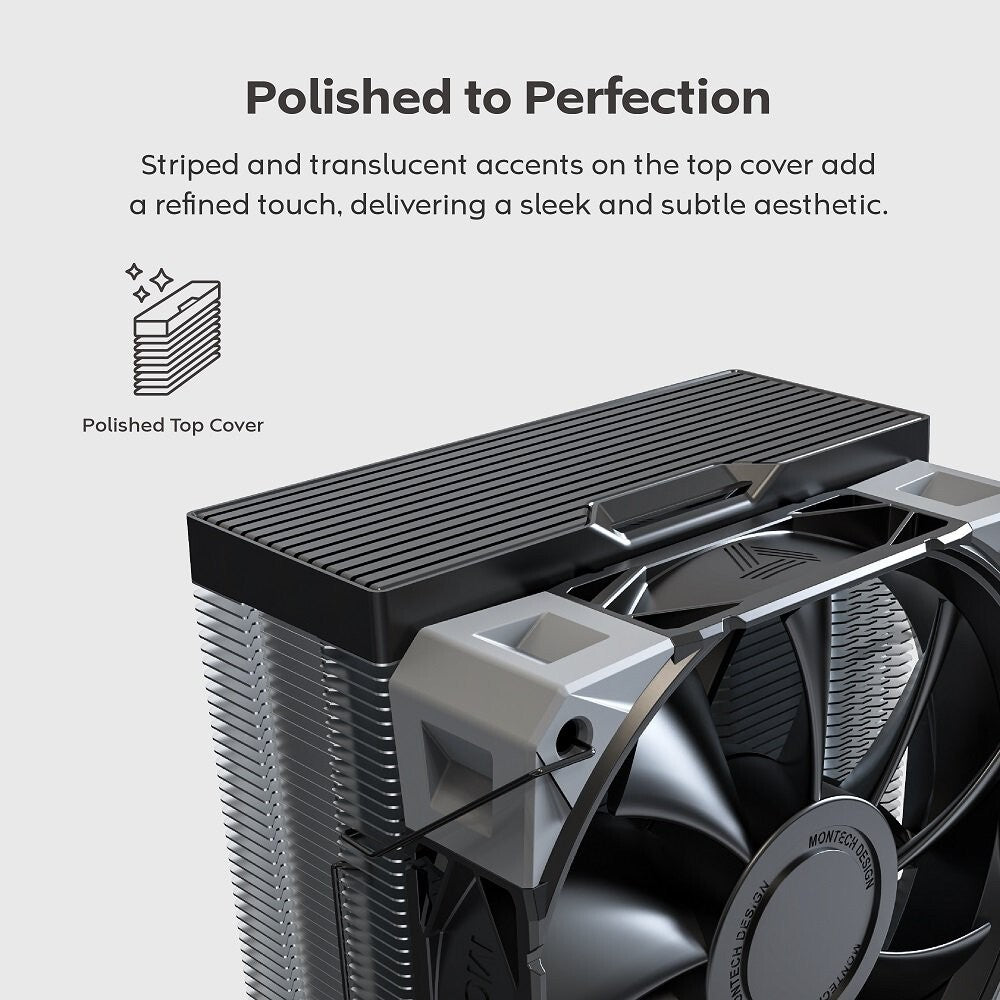 MONTECH NX400B NX400 CPU Air Cooler, Single Tower, 4 Advanced Heat Pipes, 52-fin