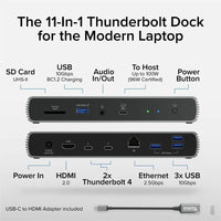 Plugable TBT4-UDX1 Thunderbolt 4 Docking Station Dual Monitor 100W Charging