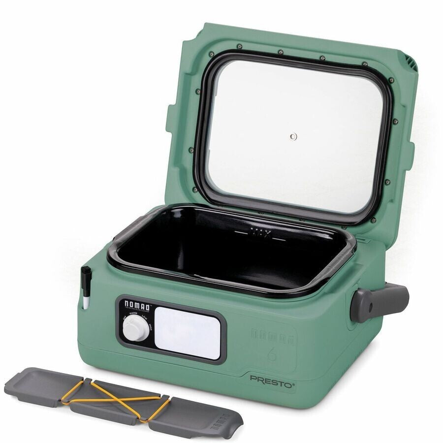 Presto 06016 Nomad 6 Quart Traveling Slow Cooker Green 1.5gal Glass Lid Nonstick