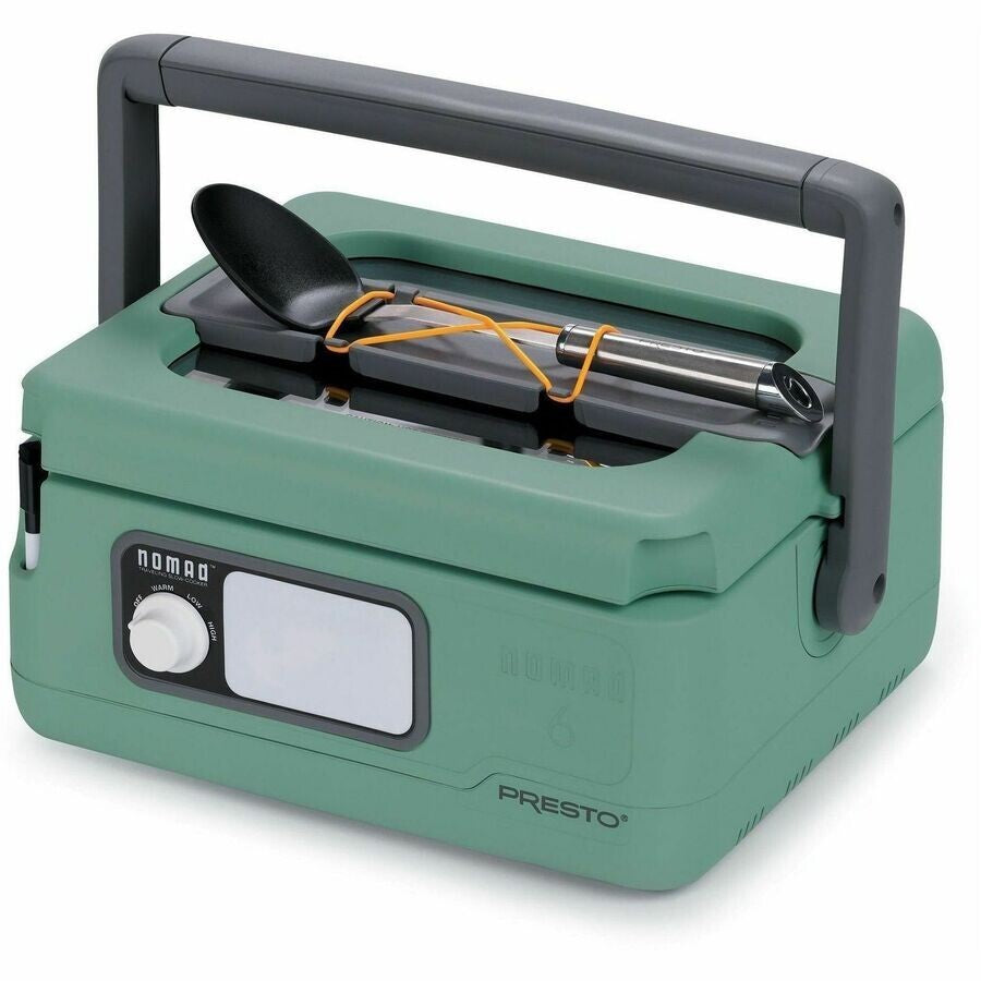 Presto 06016 Nomad 6 Quart Traveling Slow Cooker Green 1.5gal Glass Lid Nonstick