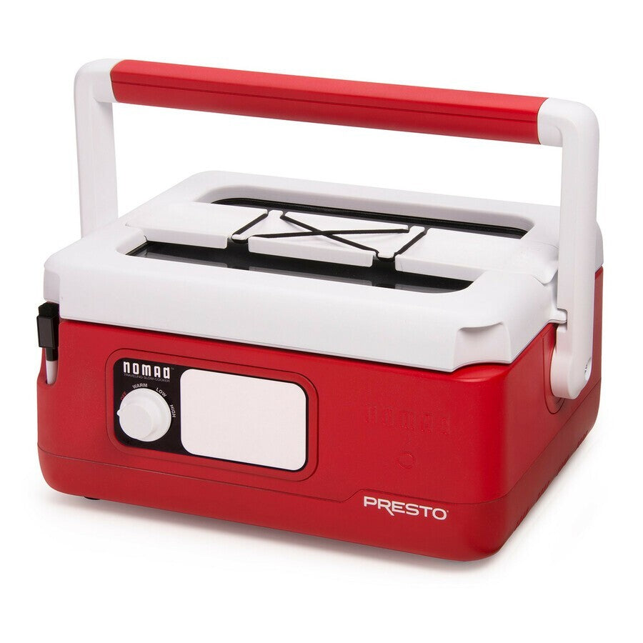 Presto 06011 Nomad 6 Quart Traveling Slow Cooker Red 1.5gal Glass Lid Nonstick