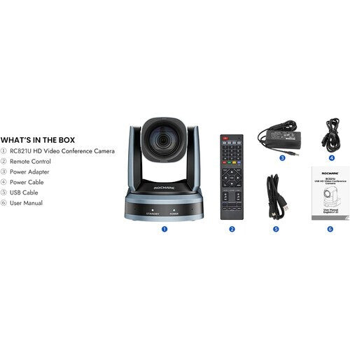 Rocware 684514110662 RC821U Video Conferencing Camera HD 1920x1080 60fps CMOS