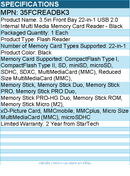 StarTech 35FCREADBK3 3.5in Front Bay 22-in-1 - Multi Media Memory Card Reader