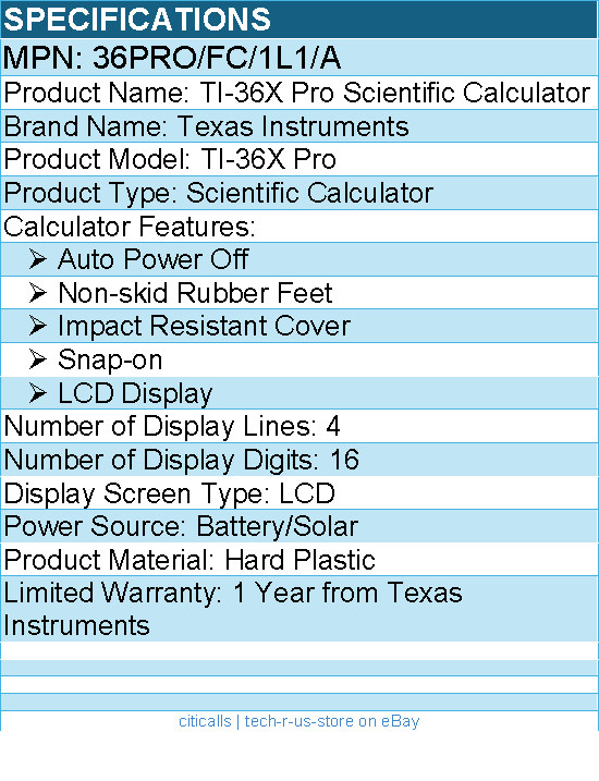 Texas Instruments 36PRO/FC/1L1/A TI-36X Pro Scientific Calculator
