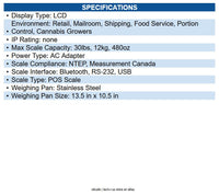Star Micronics 37950490 Scale, USB, BLE, Serial, Legal for Trade in US (NTEP)