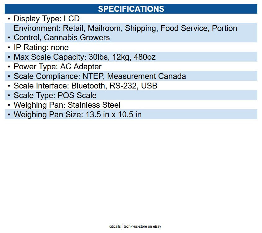 Star Micronics 37950490 Scale, USB, BLE, Serial, Legal for Trade in US (NTEP)