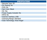 Star Micronics 37950900 BSD-40U Desktop 1D/2D Barcode Scanner Cable Connectivity