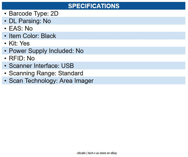 Star Micronics 37950900 BSD-40U Desktop 1D/2D Barcode Scanner Cable Connectivity