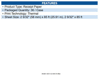 Star Micronics 37951700 Receipt Paper for mC-Print2 2 9/32" x 85 ft - 36 / Case