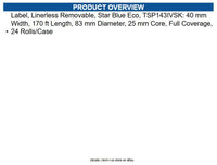 Star Micronics 37951970 Label, Linerless Removable, Star Blue Eco, TSP143IVSK
