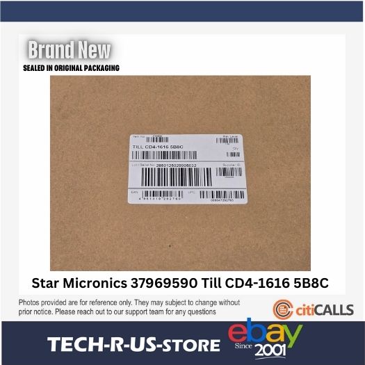 Star Micronics 37969590 Cash Drawer Till for CD4-1616 5 Bills & 8 Coins - Black