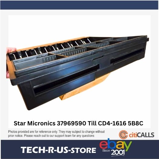 Star Micronics 37969590 Cash Drawer Till for CD4-1616 5 Bills & 8 Coins - Black
