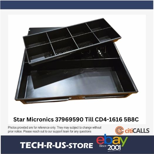 Star Micronics 37969590 Cash Drawer Till for CD4-1616 5 Bills & 8 Coins - Black