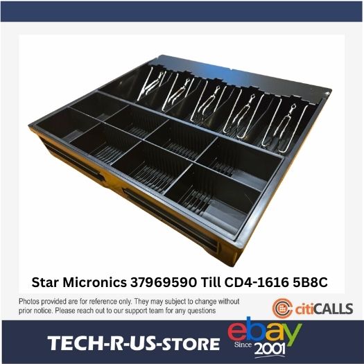 Star Micronics 37969590 Cash Drawer Till for CD4-1616 5 Bills & 8 Coins - Black