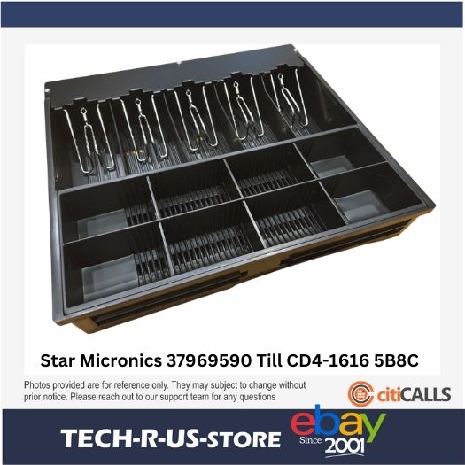 Star Micronics 37969590 Cash Drawer Till for CD4-1616 5 Bills & 8 Coins - Black