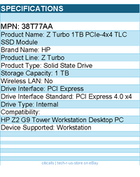 HP 38T77AA Z Turbo 1 TB Solid State Drive - Internal - PCI Express 4.0 x4