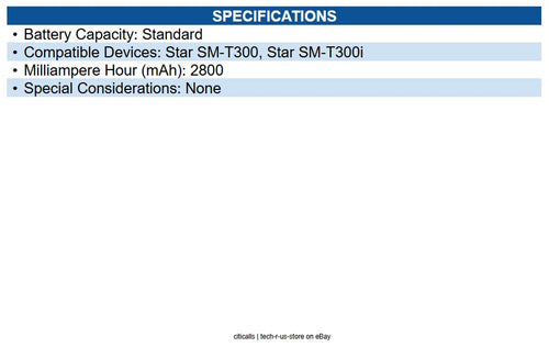 Star Micronics 39569132 Battery Pack for SM-T300 Portable Printer Battery Pack