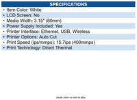 Star Micronics 39659010 mC-Print3, Thermal, 3", Cutter, Ethernet (LAN), USB-C