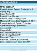 HP 3E5F9AA Renew Carrying Case for 14.1" HP Notebook - Black