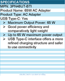 BTI 3PN48UT-BTI 65W TYPE-C AC ADAPTER - Compatible OEM: 3PN48UT