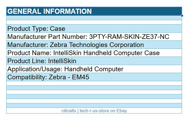 Zebra 3PTY-RAM-SKIN-ZE37-N RAM Intelliskin Case Guard for EM45 Handheld Compuer
