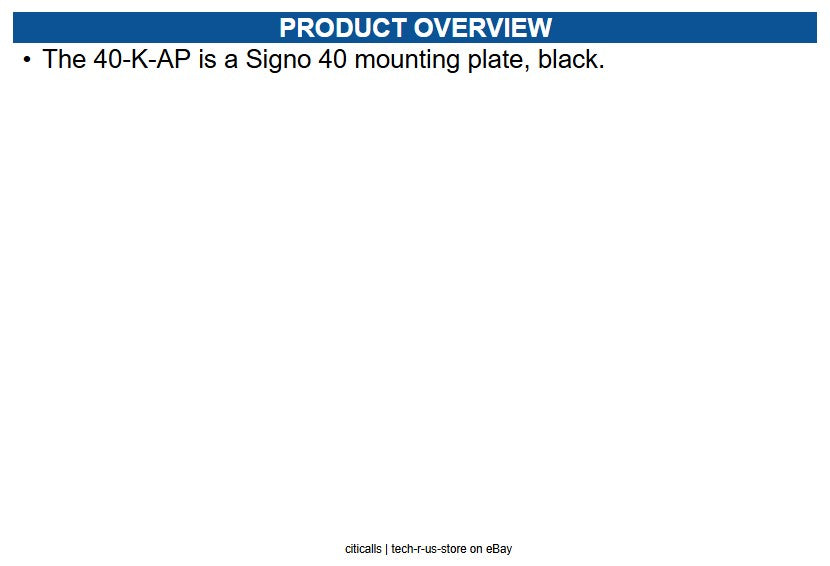 HID 40-K-AP Signo 40 Mounting Plate, Black