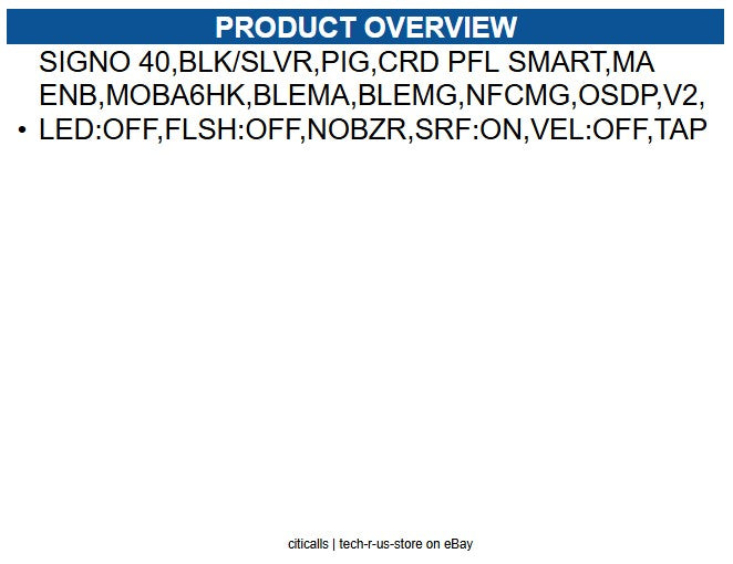 HID 40NKS-02-01EAVP Signo 40, Black/Silver, Pigtail, CRD PFL Smart, MA