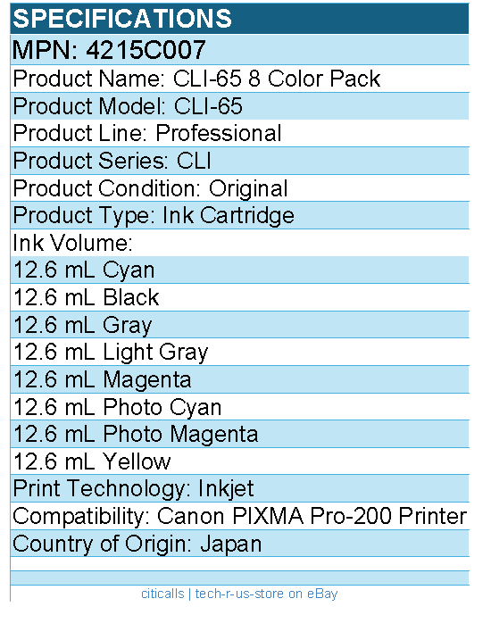 Canon 4215C007 Canon Professional CLI-65 Original Inkjet Ink Cartridge