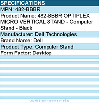 Dell 482-BBBR OPTIPLEX MICRO VERTICAL STAND - Computer Stand - Black