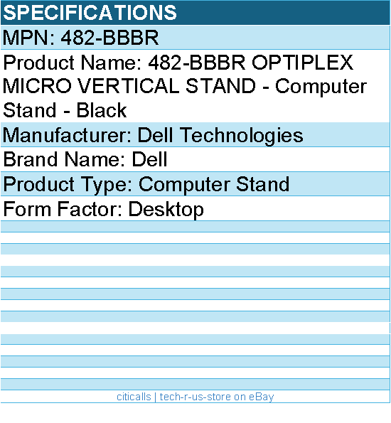 Dell 482-BBBR OPTIPLEX MICRO VERTICAL STAND - Computer Stand - Black