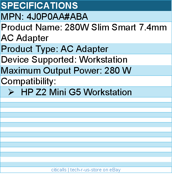 HP 4J0P0AA#ABA 280W Slim Smart 7.4mm AC Adapter - 280 W