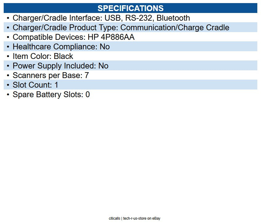 HP Retail 4P775AA Datalogic 4090 Charging Base Wired/Wireless - Bar Code Scanner