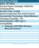 HP 4P776AA Datalogic 4190 Wireless Charging Base - USB Type C